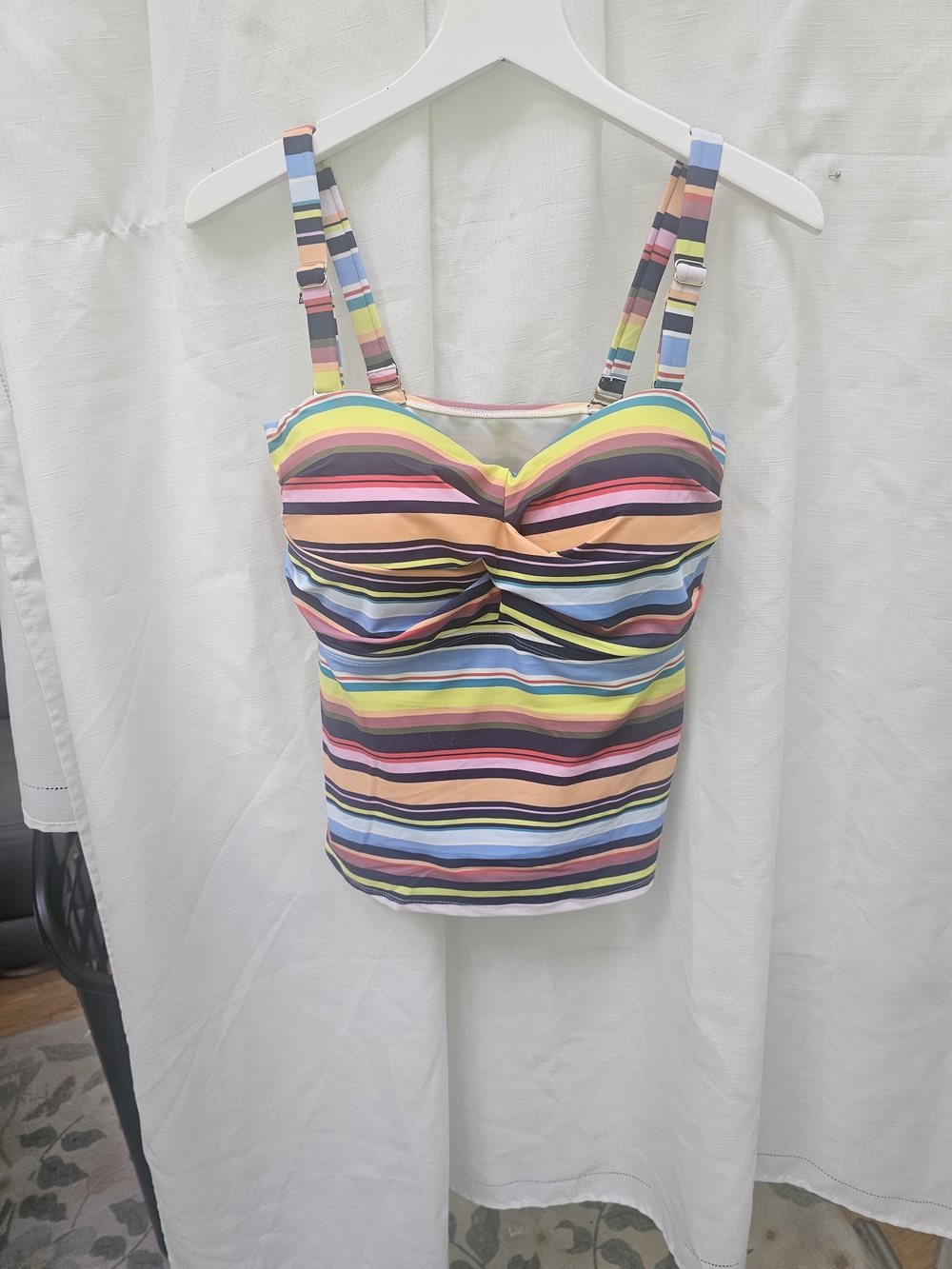 NWT Catalina Plus Size Twist Front Tankini Swim Top Multi Stripe 1X